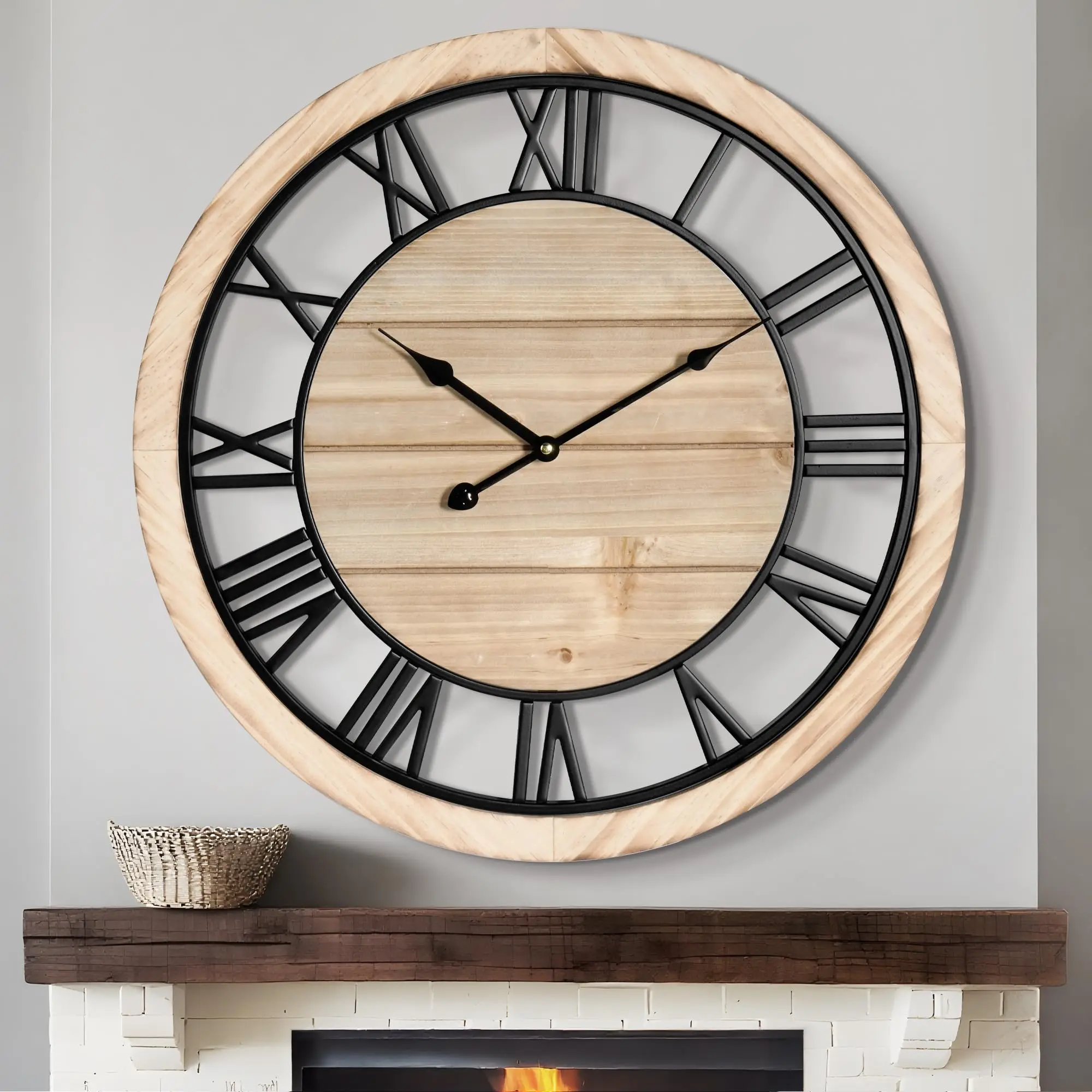 16 Inch Rustic Wooden Wall Clock With Black Metal Frame Silent Non-Ticking For Living Room Bedroom Kitchen
16 Inch Rustic Wooden Wall Clock With Black Metal Frame Silent Non-Ticking For Living Room Bedroom Kitchen