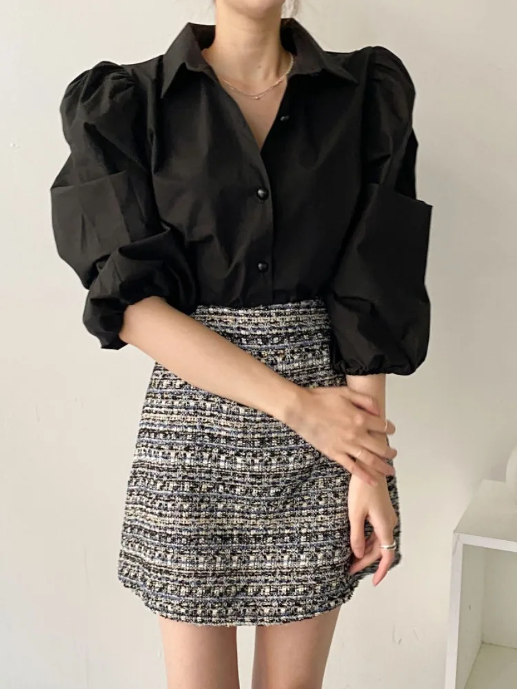 Шикарный весенний базовый универсальный отложной воротник на одной пуговице, свободный женский топ с девятью точками Bubble Sve irt, чистый цвет
Шикарный весенний базовый универсальный отложной воротник на одной пуговице, свободный женский топ с девятью точками Bubble Sve irt, чистый цвет