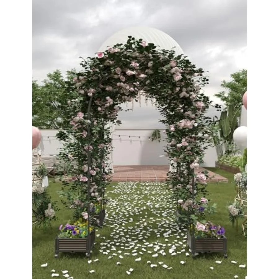 94.5 Inch Garden Arch Trellis with 2 Planter Boxes for Climbing Plants, PE Coated Metal Wedding Arch Arbor with Planter Box for
94.5 Inch Garden Arch Trellis with 2 Planter Boxes for Climbing Plants, PE Coated Metal Wedding Arch Arbor with Planter Box for