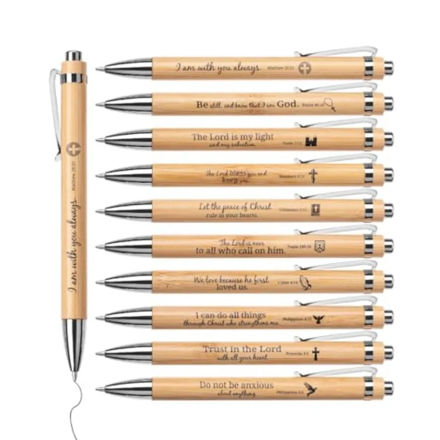 Bible Verse Retractable Bamboo Pen,,Black Ink, Christian Pens for Women Men, No Bleed Through, Ballpoint, Inspirational, Bulk
Bible Verse Retractable Bamboo Pen,,Black Ink, Christian Pens for Women Men, No Bleed Through, Ballpoint, Inspirational, Bulk