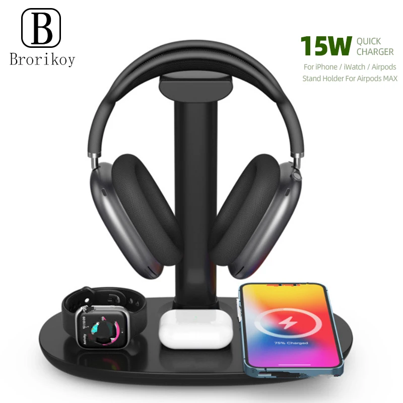 15W Fast Wireless Charger Headphone Stand Fast Charging Speed Headset Holder For iPhone 13 12 ProMax Watch 5 6 SE Airpods Pro2 3
15W Fast Wireless Charger Headphone Stand Fast Charging Speed Headset Holder For iPhone 13 12 ProMax Watch 5 6 SE Airpods Pro2 3