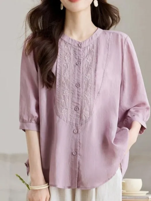 High-End Women's Linen Shirt Artistic Cotton-Linen Mid-Sleeve Small Top Embroidered Loose plus Size Thin Upper Body
High-End Women's Linen Shirt Artistic Cotton-Linen Mid-Sleeve Small Top Embroidered Loose plus Size Thin Upper Body