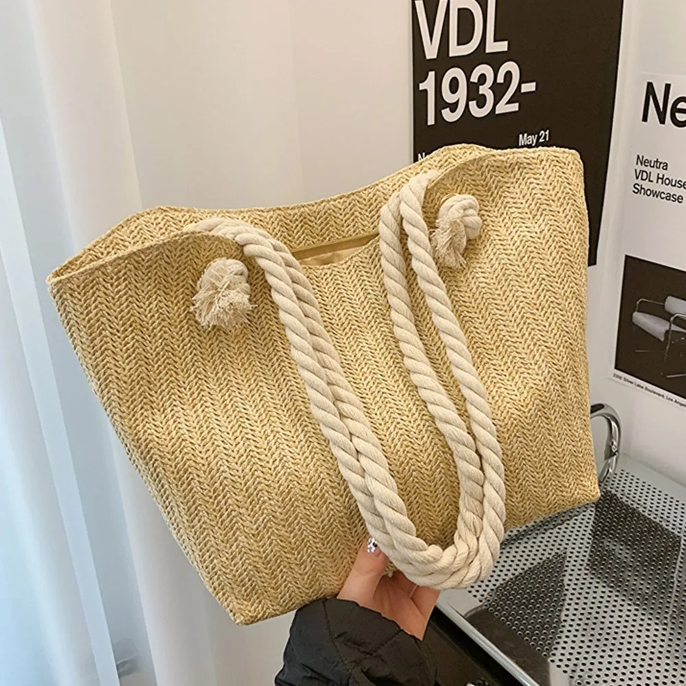 Elegant Women Straw Tote Bag Solid Color Large Capacity Casual Beach Handbag Spacious Convenient Underarm Shoulder Bag Summer
Elegant Women Straw Tote Bag Solid Color Large Capacity Casual Beach Handbag Spacious Convenient Underarm Shoulder Bag Summer