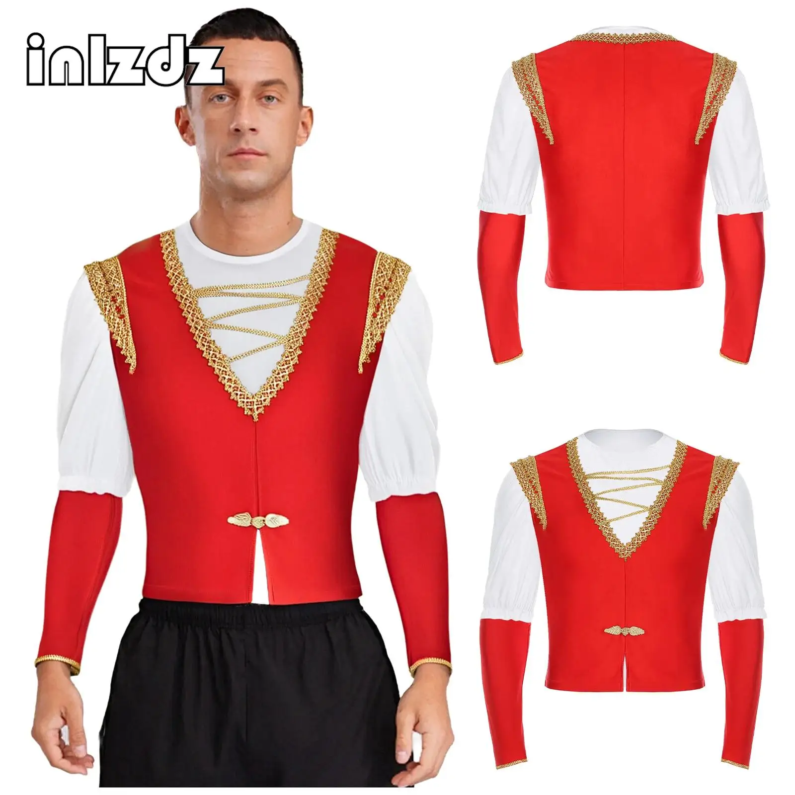 Mens Ballet Dance Costume Half Sleeve Velvet Shirt V Neck Gold Trim Vest And Removable Sleeve for Stage Steampunk Prince Cosplay
Mens Ballet Dance Costume Half Sleeve Velvet Shirt V Neck Gold Trim Vest And Removable Sleeve for Stage Steampunk Prince Cosplay