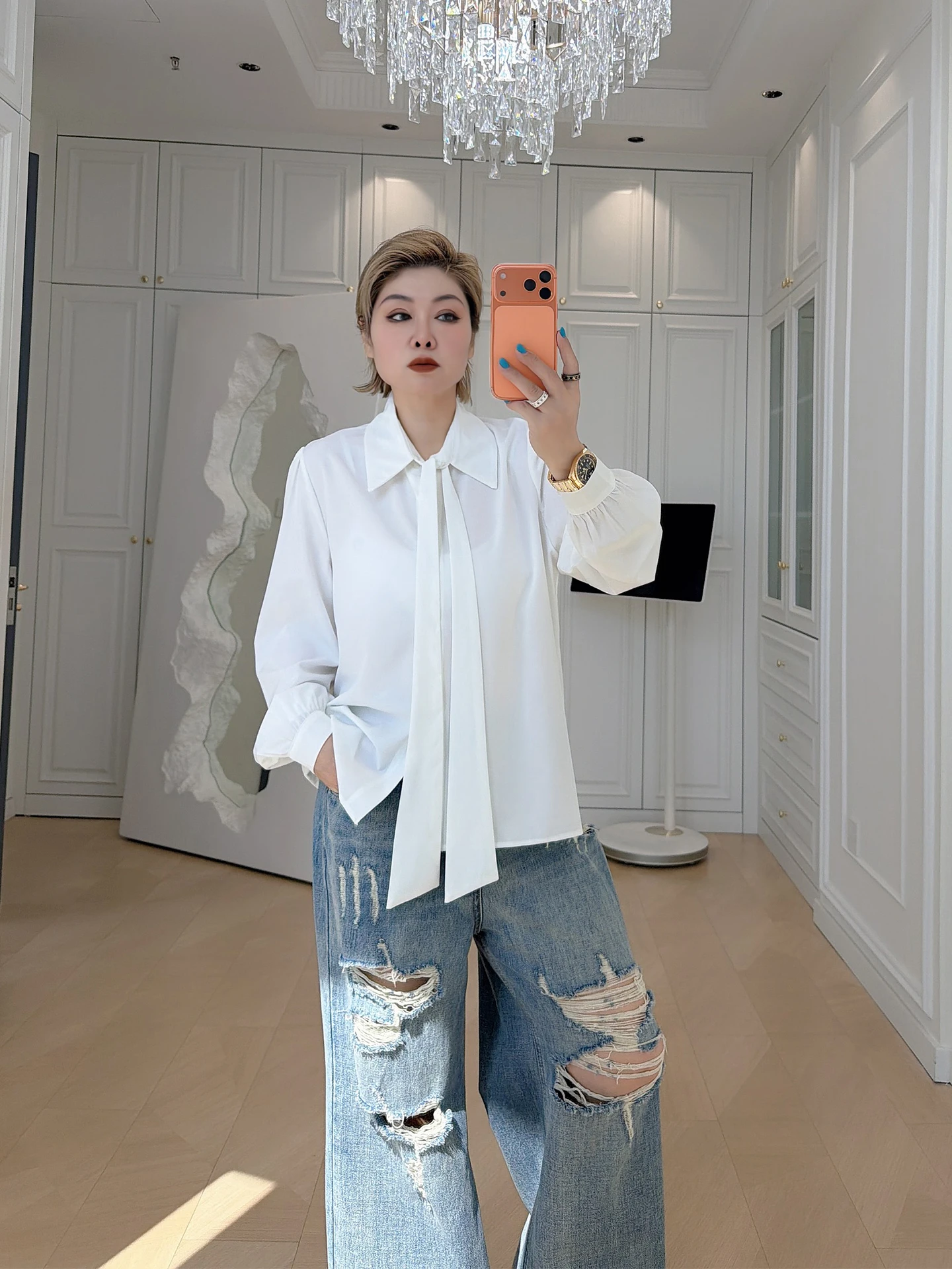 Large Size Women's Shirt with Knot Lantern Sleeve Drifting Belt Commute Style Fashionable plus Size Inner Wear
Large Size Women's Shirt with Knot Lantern Sleeve Drifting Belt Commute Style Fashionable plus Size Inner Wear