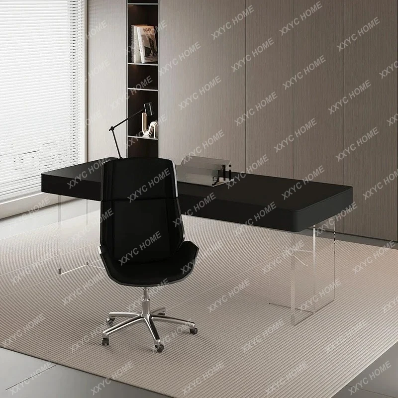 A Slate desk pure black minimalist study computer desk small apartment bedroom acrylic with drawer workbench
A Slate desk pure black minimalist study computer desk small apartment bedroom acrylic with drawer workbench