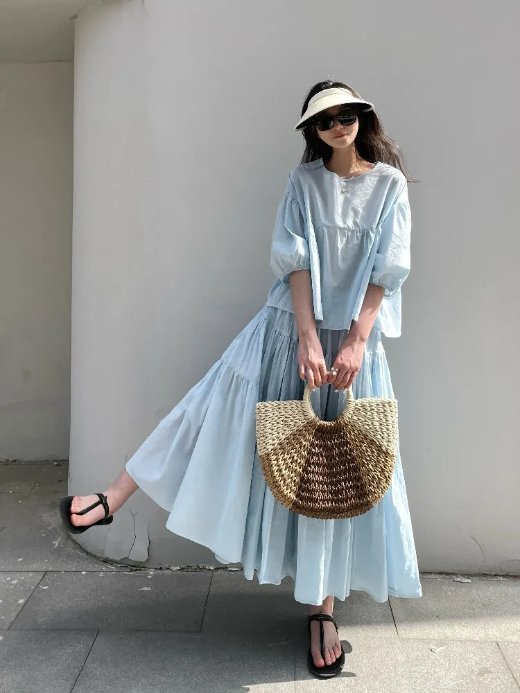 Chic Cotton Summer Outfit for Women with Lantern Sve Doll irt And Flared Skirt Two-Piece Breathable Lightweight Cas...
Chic Cotton Summer Outfit for Women with Lantern Sve Doll irt And Flared Skirt Two-Piece Breathable Lightweight Cas...