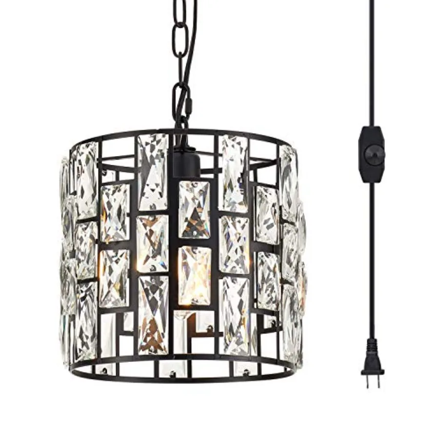 Hanging Lamps with Chain Plug in Vintage Pendant Light Plug in Cord and Chain, Black Crystal Hanging Lights Plug in 16.4 FT Cor
Hanging Lamps with Chain Plug in Vintage Pendant Light Plug in Cord and Chain, Black Crystal Hanging Lights Plug in 16.4 FT Cor