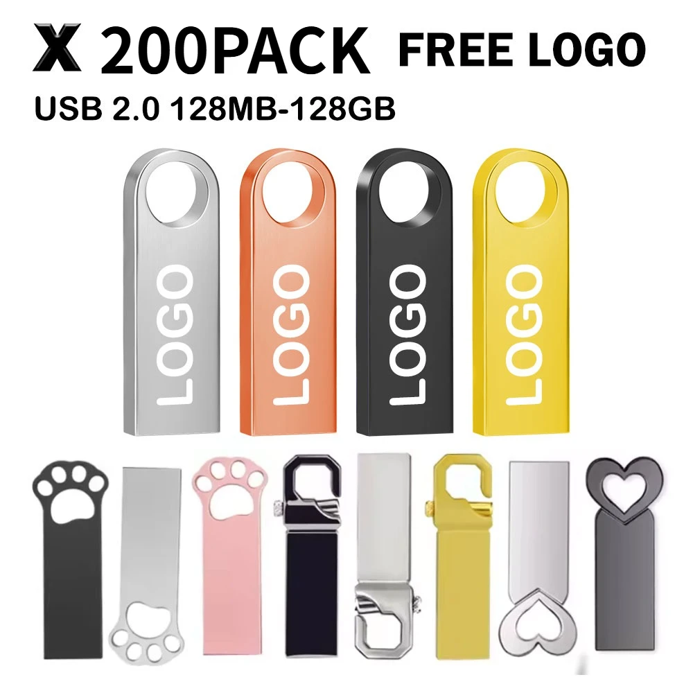 200PCS USB 2.0 Flash Drives Metal Free Custom Logo 2GB 4GB Pendrive 8GB 16GB Pen Drive 32GB 64GB 128GB Business Gift USB Sticks
200PCS USB 2.0 Flash Drives Metal Free Custom Logo 2GB 4GB Pendrive 8GB 16GB Pen Drive 32GB 64GB 128GB Business Gift USB Sticks