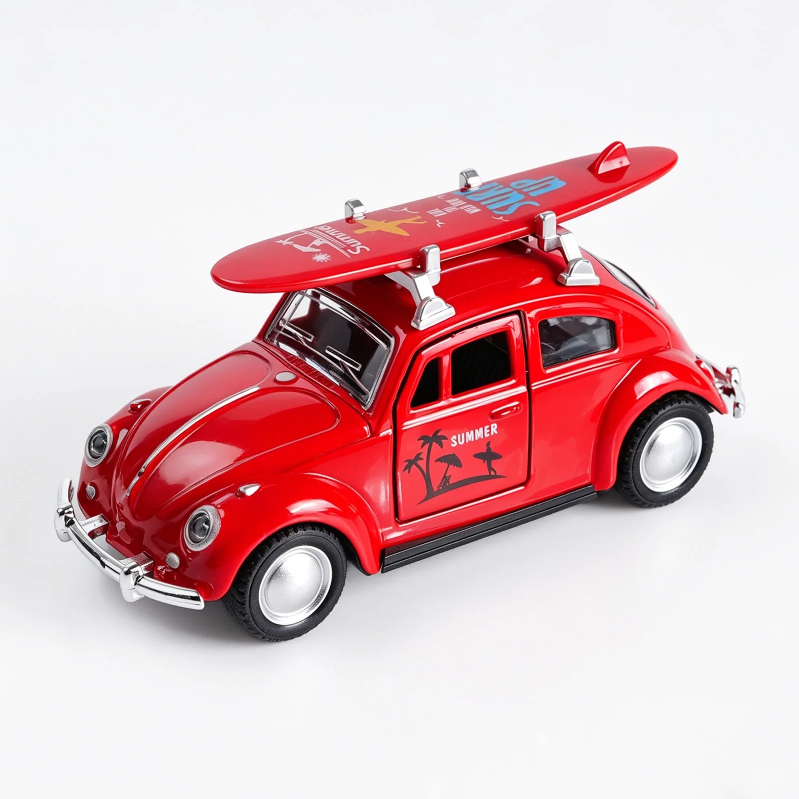1:36 Red Volkswagen Beetle Diecast Car with Surfboard, Alloy Pull-Back Model with Open Doors, Retro Summer Beach Toy for Kids
1:36 Red Volkswagen Beetle Diecast Car with Surfboard, Alloy Pull-Back Model with Open Doors, Retro Summer Beach Toy for Kids
