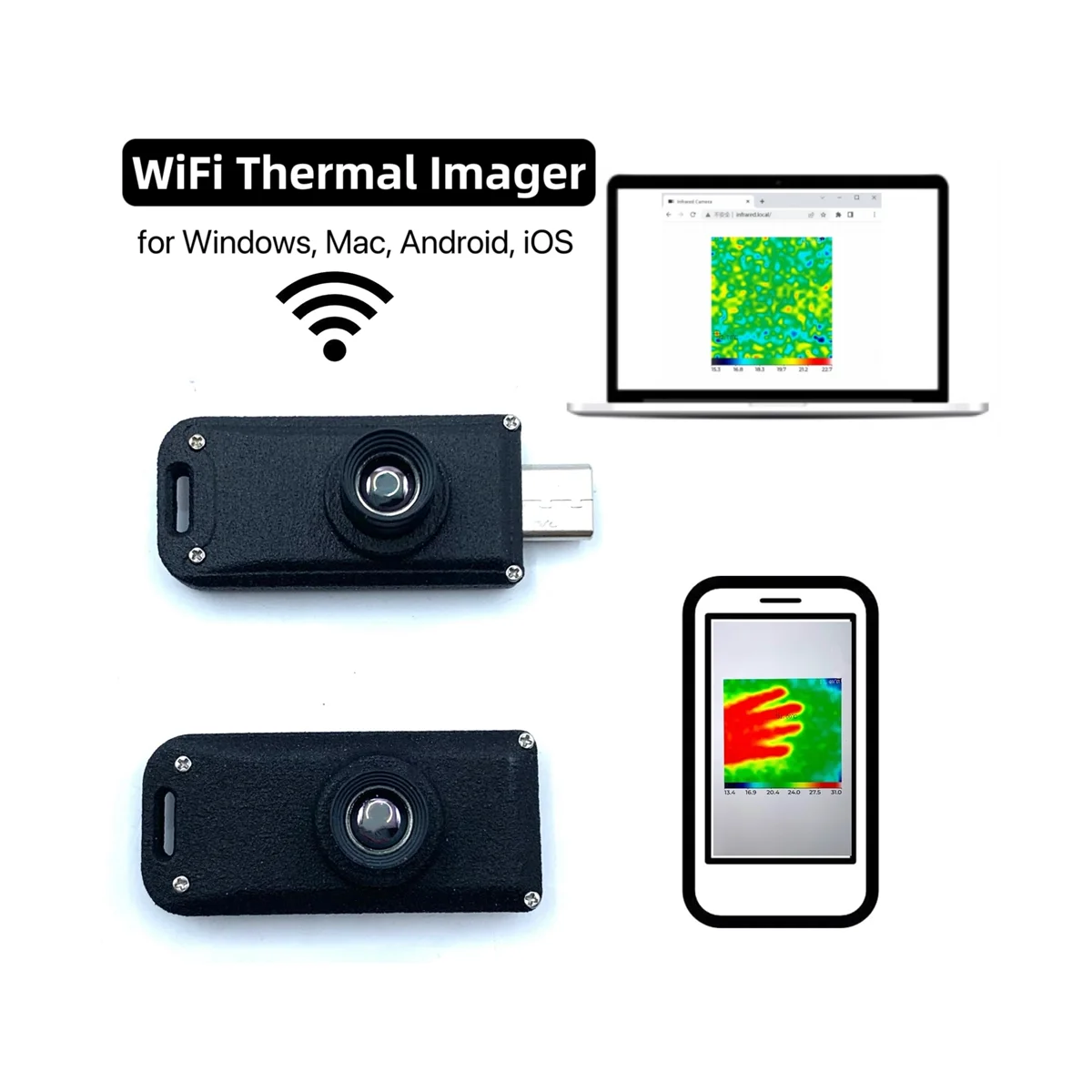 Mini WIFI Thermal Imager 32X32 Pixel Thermopile Infrared Array Temperature Measurement Module, Female Port
Mini WIFI Thermal Imager 32X32 Pixel Thermopile Infrared Array Temperature Measurement Module, Female Port