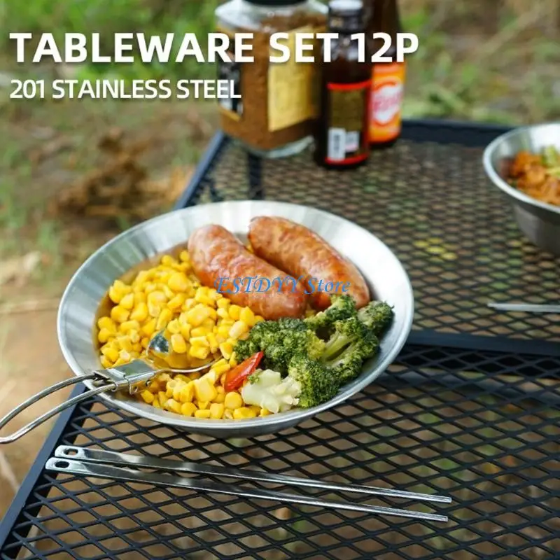 G6DE Completed 12Pcs Camping Tableware Stainless Steel Picnics Barbecue Kitchenware
G6DE Completed 12Pcs Camping Tableware Stainless Steel Picnics Barbecue Kitchenware