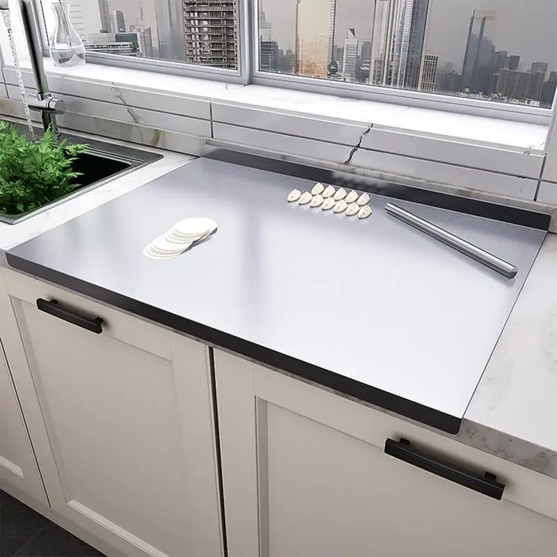 Stainless Steel Cutting Board With Lip Countertop Protector Multifunction Pastry Baking Board Fruit Meat Chopping Board
Stainless Steel Cutting Board With Lip Countertop Protector Multifunction Pastry Baking Board Fruit Meat Chopping Board