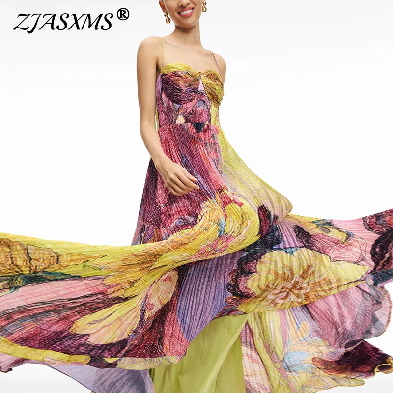 Woman Elegant Sleeveless Print Robes Dress 2025 New Sexy Backless High Waist Party Dress Summer Fashion Folds Sling Boho Dresses
Woman Elegant Sleeveless Print Robes Dress 2025 New Sexy Backless High Waist Party Dress Summer Fashion Folds Sling Boho Dresses