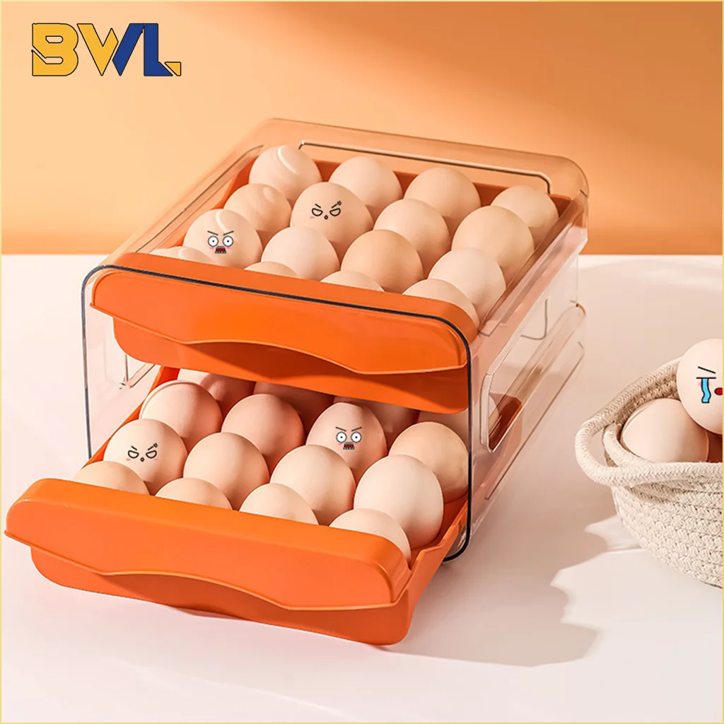 Double Layer Egg Storage Container Plastic Refrigerator Organizer with Drawer Design Kitchen Household Fresh Keeping Box
Double Layer Egg Storage Container Plastic Refrigerator Organizer with Drawer Design Kitchen Household Fresh Keeping Box