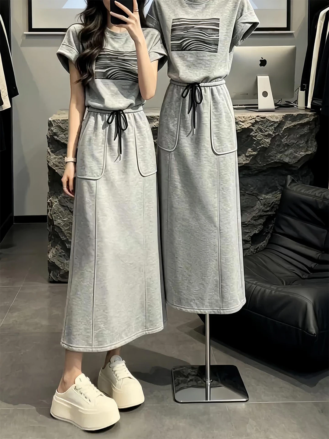 Casual Summer Print Short Sleeve T-Shirt High Waist Half Skirt Two-Piece Set Women's Fashion Ensemble round Neck Top Bottoms
Casual Summer Print Short Sleeve T-Shirt High Waist Half Skirt Two-Piece Set Women's Fashion Ensemble round Neck Top Bottoms