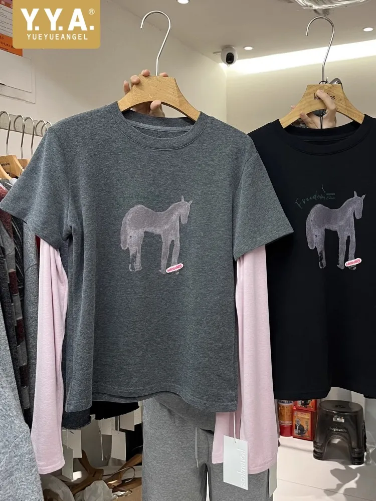 Women Spring Fake Two Piece T Shirts Mixed Colors Long Sleeve Casual Printed Tees Tops O Neck Streetwear New Pullover T Shirts
Women Spring Fake Two Piece T Shirts Mixed Colors Long Sleeve Casual Printed Tees Tops O Neck Streetwear New Pullover T Shirts