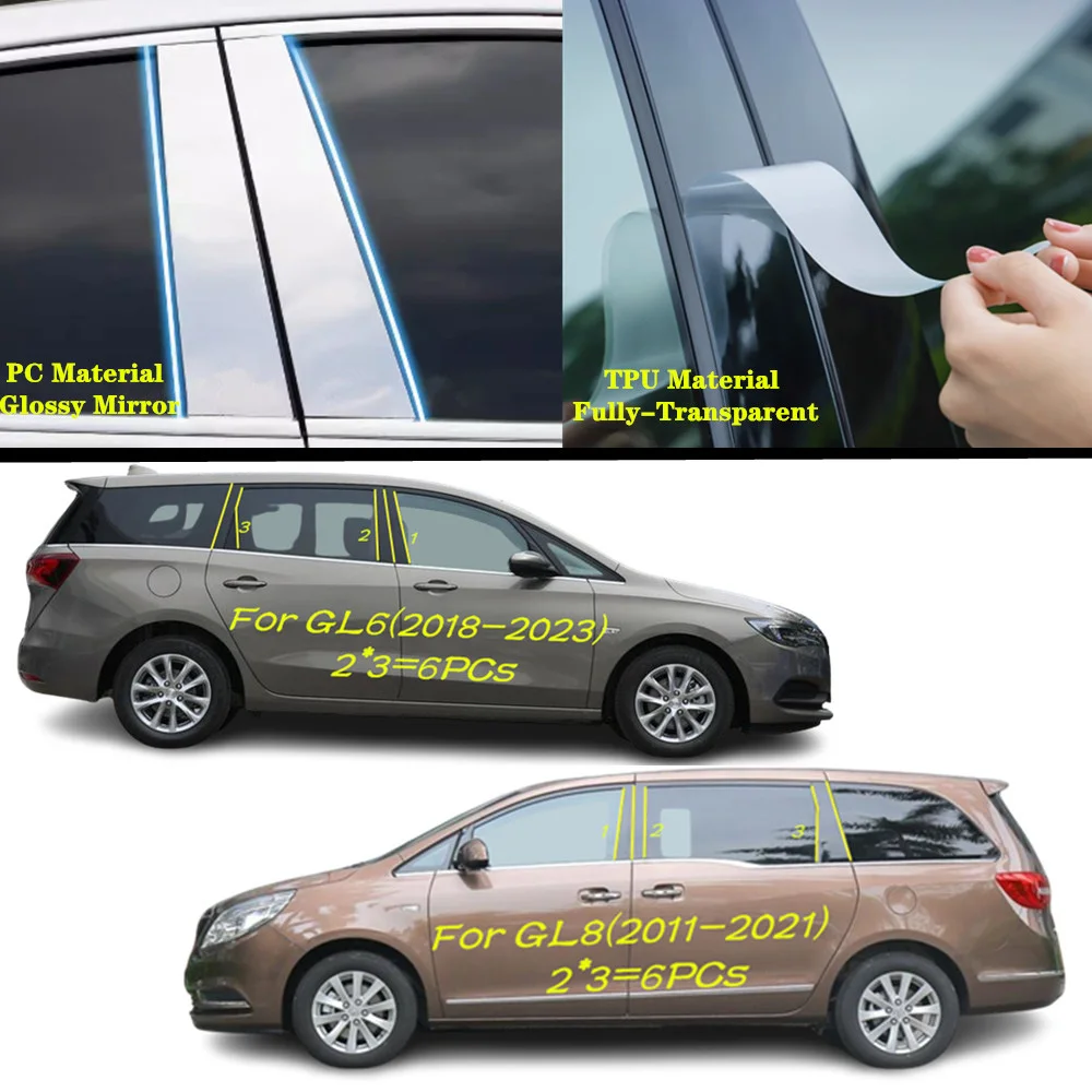 For Buick GL8(2011-2021)/GL6(2018-2023) Car TPU/Glossy Mirror Pillar Post Cover Door Trim Window Molding Sticker Accessories
For Buick GL8(2011-2021)/GL6(2018-2023) Car TPU/Glossy Mirror Pillar Post Cover Door Trim Window Molding Sticker Accessories