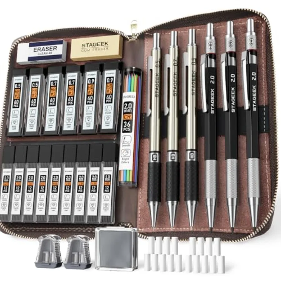 Mechanical Pencil Set with 30 Count, Drawing Pencils 0.5, 0.7, 0.9MM and 3PCS 2MM Sketching Pencils with 464PCS Lead Refills 6B
Mechanical Pencil Set with 30 Count, Drawing Pencils 0.5, 0.7, 0.9MM and 3PCS 2MM Sketching Pencils with 464PCS Lead Refills 6B