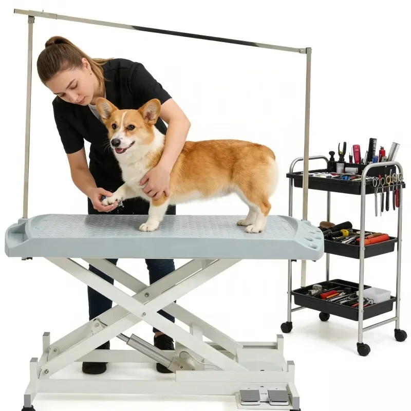 Plastic-Topped Pet Grooming Table with Height Adjustment Dog Grooming Table for Pet Salons
Plastic-Topped Pet Grooming Table with Height Adjustment Dog Grooming Table for Pet Salons