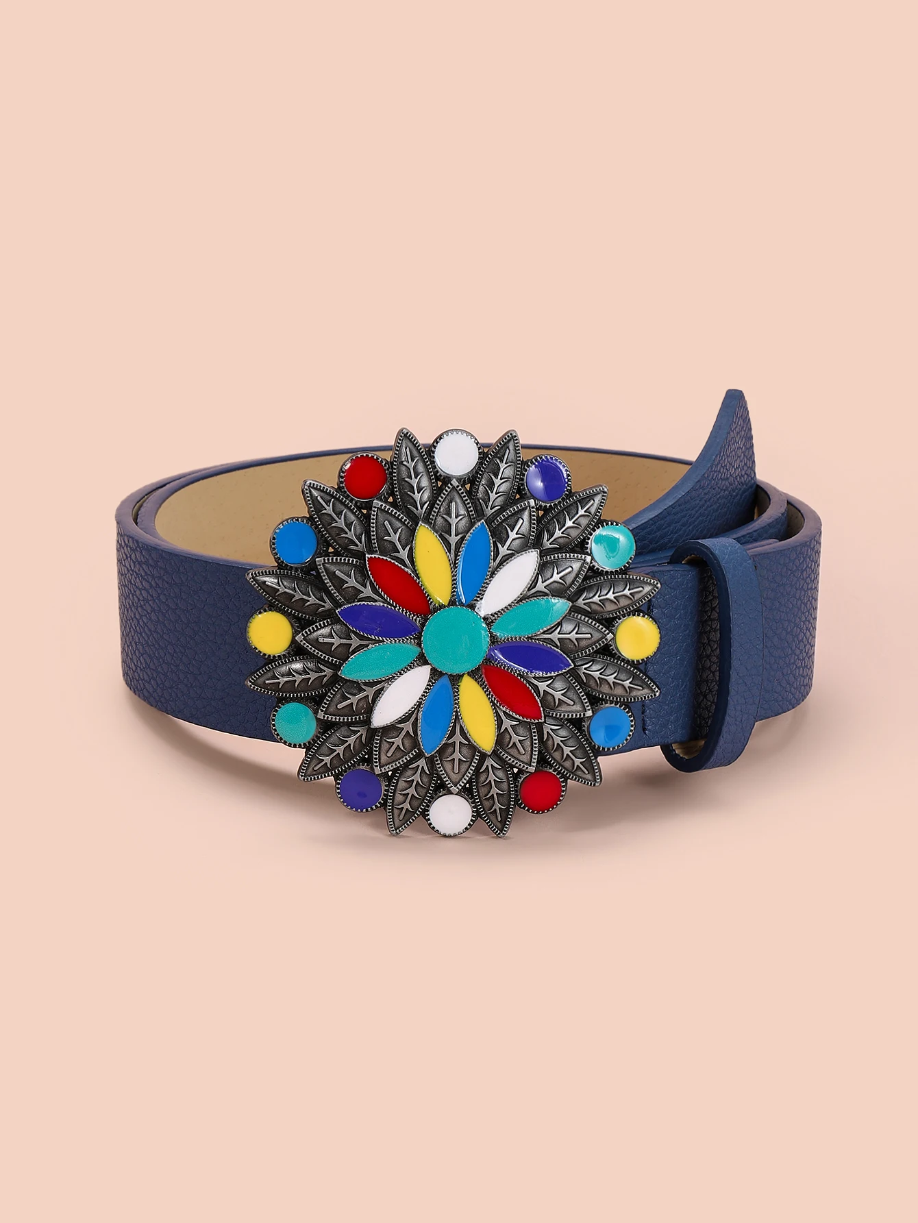 Fashion Classic Floral Colorful Enameled Alloy Buckle Blue Grain Blue Jeans Belts for Women
Fashion Classic Floral Colorful Enameled Alloy Buckle Blue Grain Blue Jeans Belts for Women