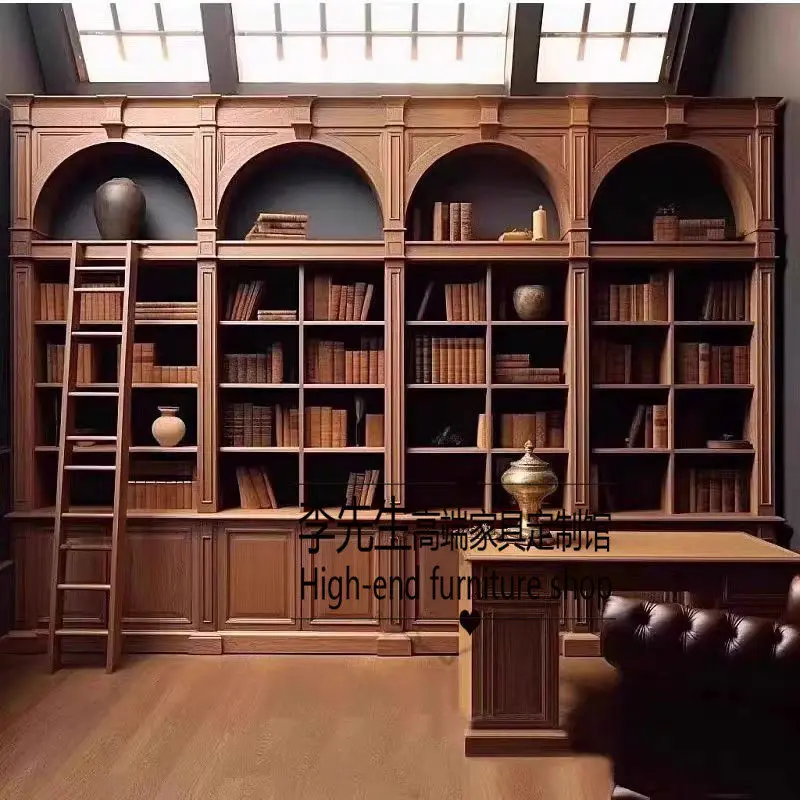 American solid wood bookcase, French vintage combination display cabinet, living room bookcase
American solid wood bookcase, French vintage combination display cabinet, living room bookcase