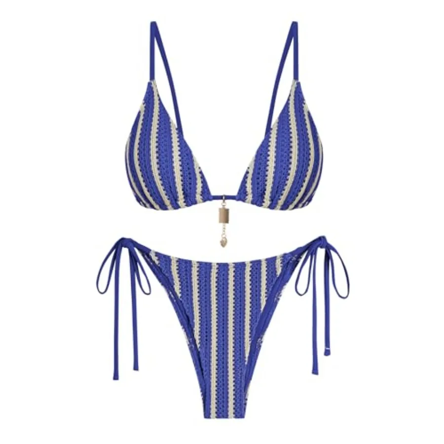 ZAFUL Crochet Bikini Sets for Women Cheeky Boho Bathing Suits Striped Brazilian High Cut Thong Bikini Swimsuit for Vacation
ZAFUL Crochet Bikini Sets for Women Cheeky Boho Bathing Suits Striped Brazilian High Cut Thong Bikini Swimsuit for Vacation