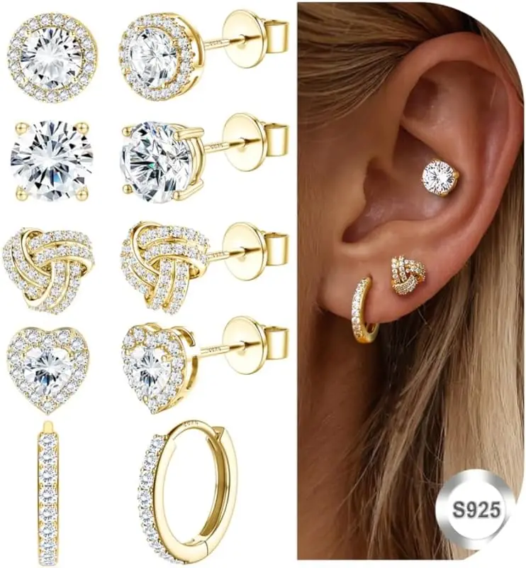 925 Sterling Silver Earrings for Women Men Brilliant Simulated Diamond Earrings Set Cubic Zirconia
925 Sterling Silver Earrings for Women Men Brilliant Simulated Diamond Earrings Set Cubic Zirconia