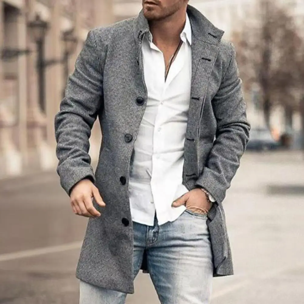 Simple Trench Coat Lapel Outerwear Thick Windproof Jacket Mid-length Men Overcoat Streetwear
Simple Trench Coat Lapel Outerwear Thick Windproof Jacket Mid-length Men Overcoat Streetwear