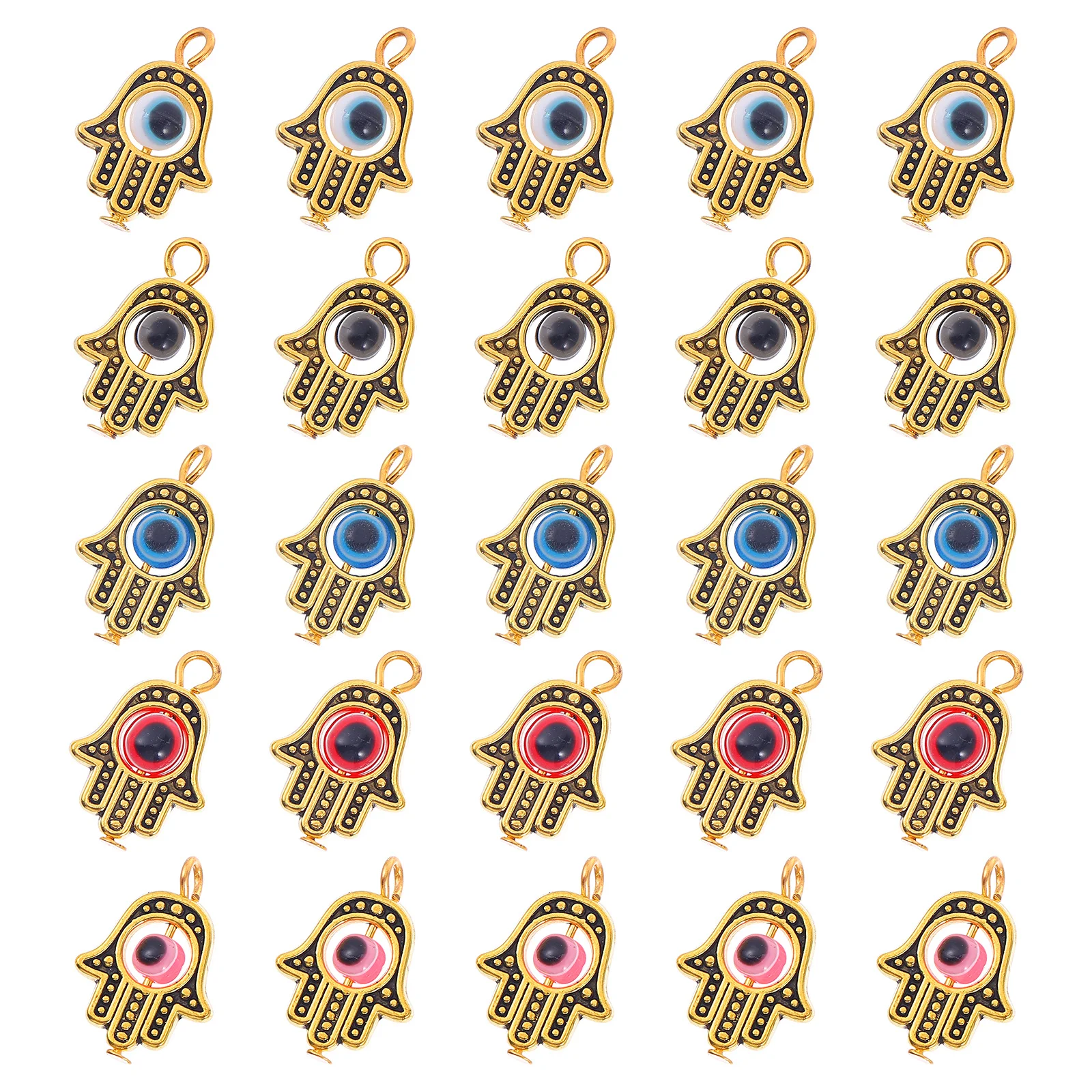 25Pcs Evil Eye DIY Charms Zinc Alloy Devil Eye Palm Pendants Jewelry Making Supplies for Unique Personalized Accessories
25Pcs Evil Eye DIY Charms Zinc Alloy Devil Eye Palm Pendants Jewelry Making Supplies for Unique Personalized Accessories