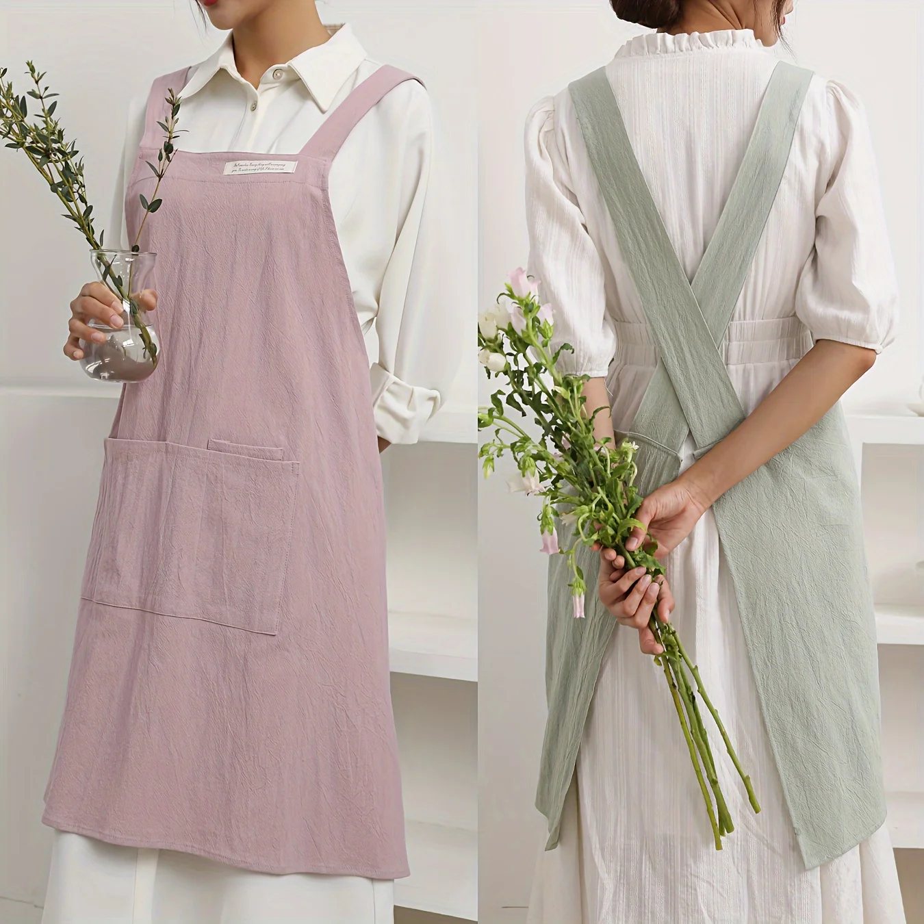 Single-piece apron with pockets, cross back strap design, suitable for chefs, bakers, florists, painters, baristas and more
Single-piece apron with pockets, cross back strap design, suitable for chefs, bakers, florists, painters, baristas and more