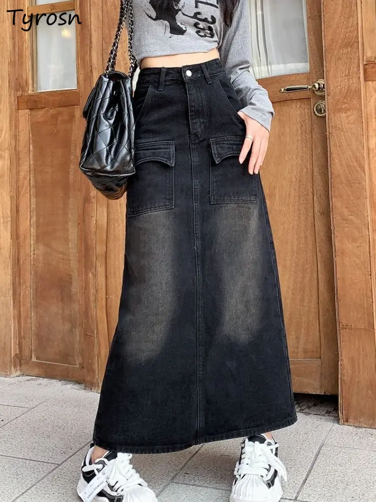 Denim Skirts Women Retro Midi Faldas Personality Ulzzang Pocket All-match Empire Casual Summer Design New Stylish Ladies Elegant
Denim Skirts Women Retro Midi Faldas Personality Ulzzang Pocket All-match Empire Casual Summer Design New Stylish Ladies Elegant