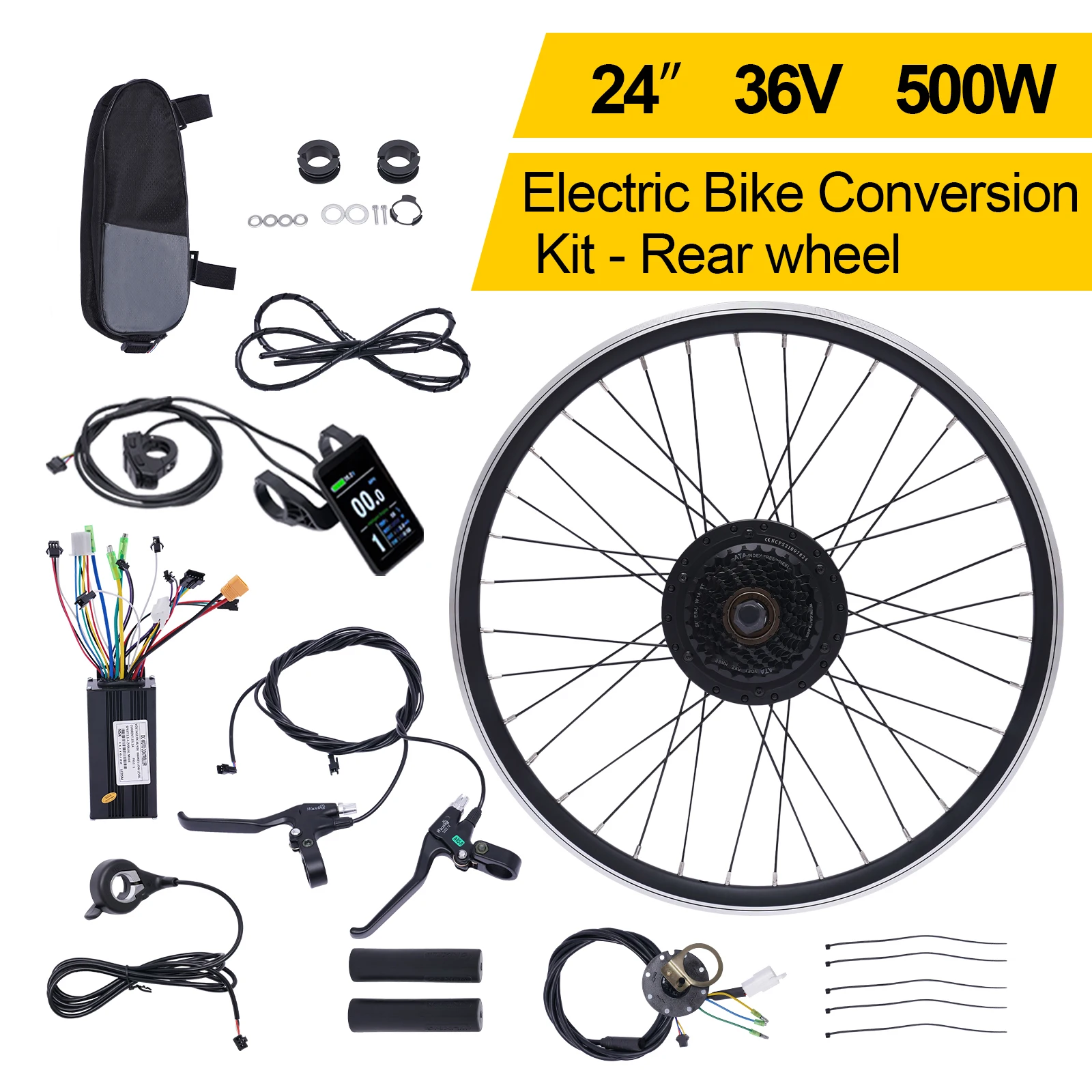 Safe Black E-Bike Conversion Kit(Power-off Brake Lever+Waterproof Controller Bag) - 5-Gear Speed&Cruise Function, PAS Sensor
Safe Black E-Bike Conversion Kit(Power-off Brake Lever+Waterproof Controller Bag) - 5-Gear Speed&Cruise Function, PAS Sensor
