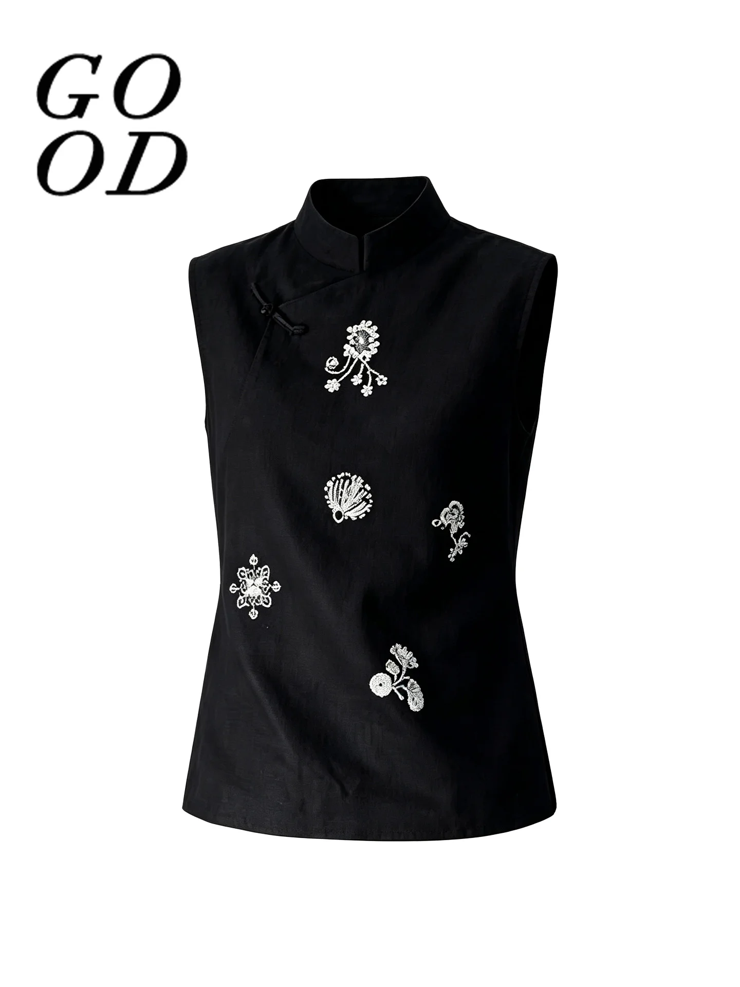 Good2026 Black Chinese Style Collarless Sleeveless Slim Fit Fashionable Summer New Arrival Women's Vest Breathable Outerwear
Good2026 Black Chinese Style Collarless Sleeveless Slim Fit Fashionable Summer New Arrival Women's Vest Breathable Outerwear