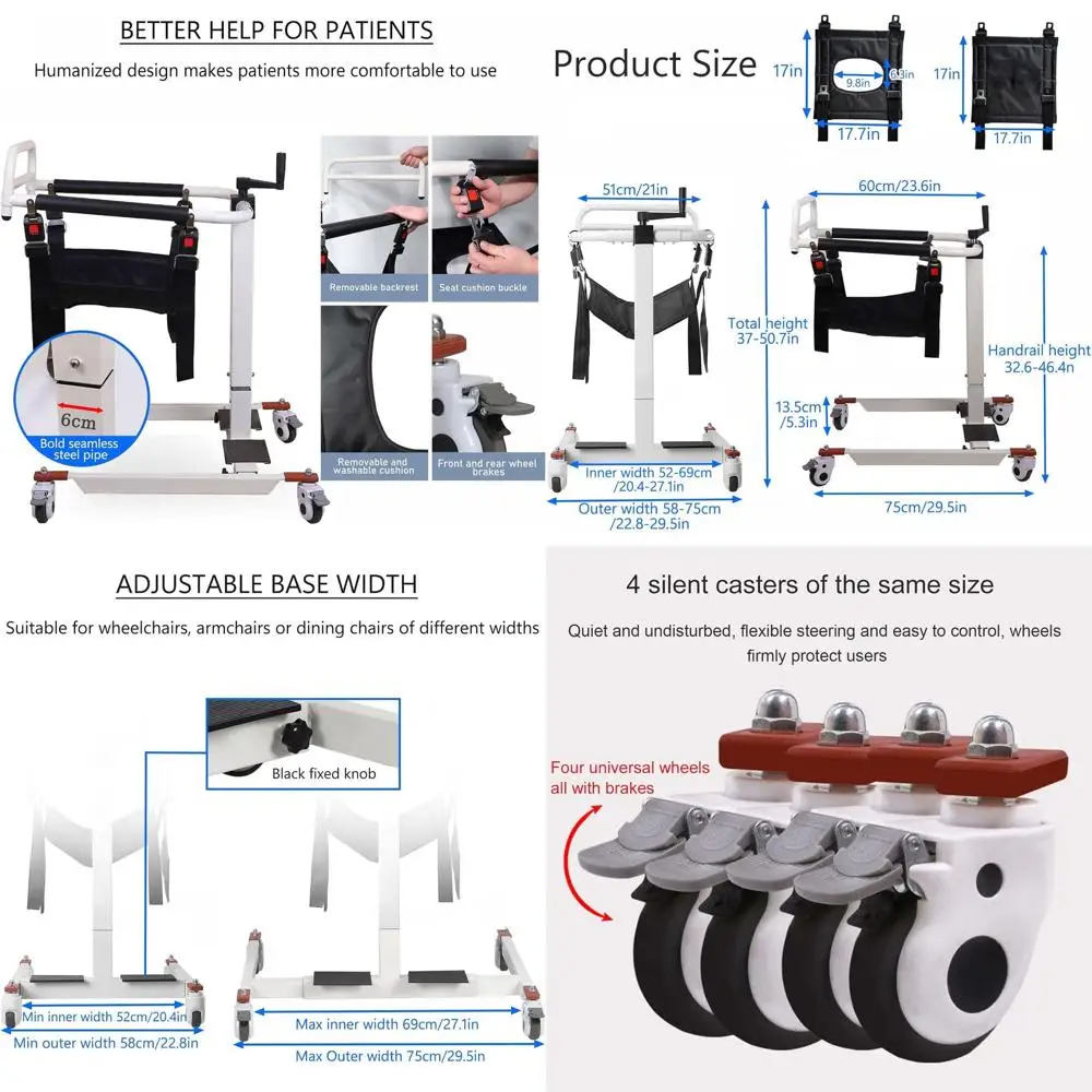 Кресло-подъемник для перемещения пациентов, инвалидная коляска-подъемник для дома, портативное кресло для перемещения пожилых людей, регулируемая высота с двумя сиденьями
Кресло-подъемник для перемещения пациентов, инвалидная коляска-подъемник для дома, портативное кресло для перемещения пожилых людей, регулируемая высота с двумя сиденьями