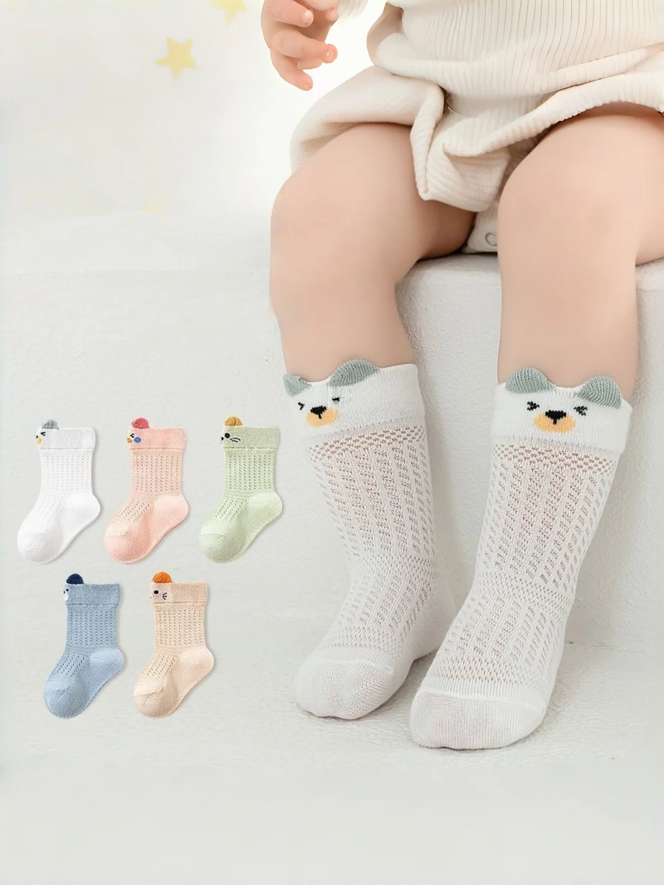 Summer thin mesh breathable pure cotton baby socks, loose top without tightness, mid-calf for newborns
Summer thin mesh breathable pure cotton baby socks, loose top without tightness, mid-calf for newborns
