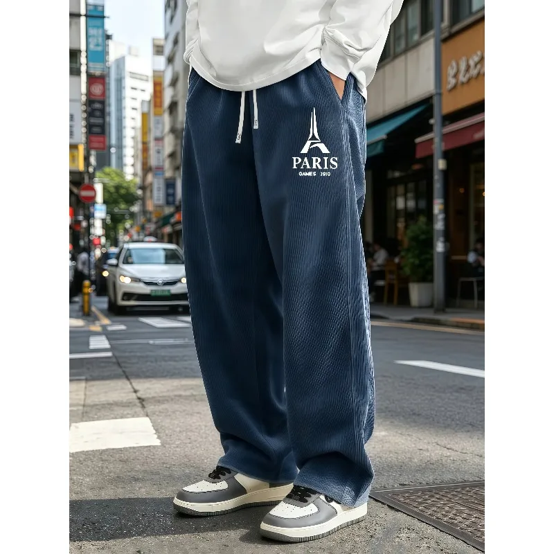 Mens Corduroy Wide Leg Trousers Elastic Drawstring Waist Eiffel Tower Letter Print Loose Straight Casual Street Pants S-4XL
Mens Corduroy Wide Leg Trousers Elastic Drawstring Waist Eiffel Tower Letter Print Loose Straight Casual Street Pants S-4XL