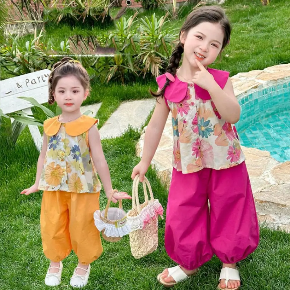 Wide Leg Pants Girls Floral Suit T-Shirt Two Piece Set Floral Print Short Sleeve Comfortable Flip Collar Children Clothes Set
Wide Leg Pants Girls Floral Suit T-Shirt Two Piece Set Floral Print Short Sleeve Comfortable Flip Collar Children Clothes Set