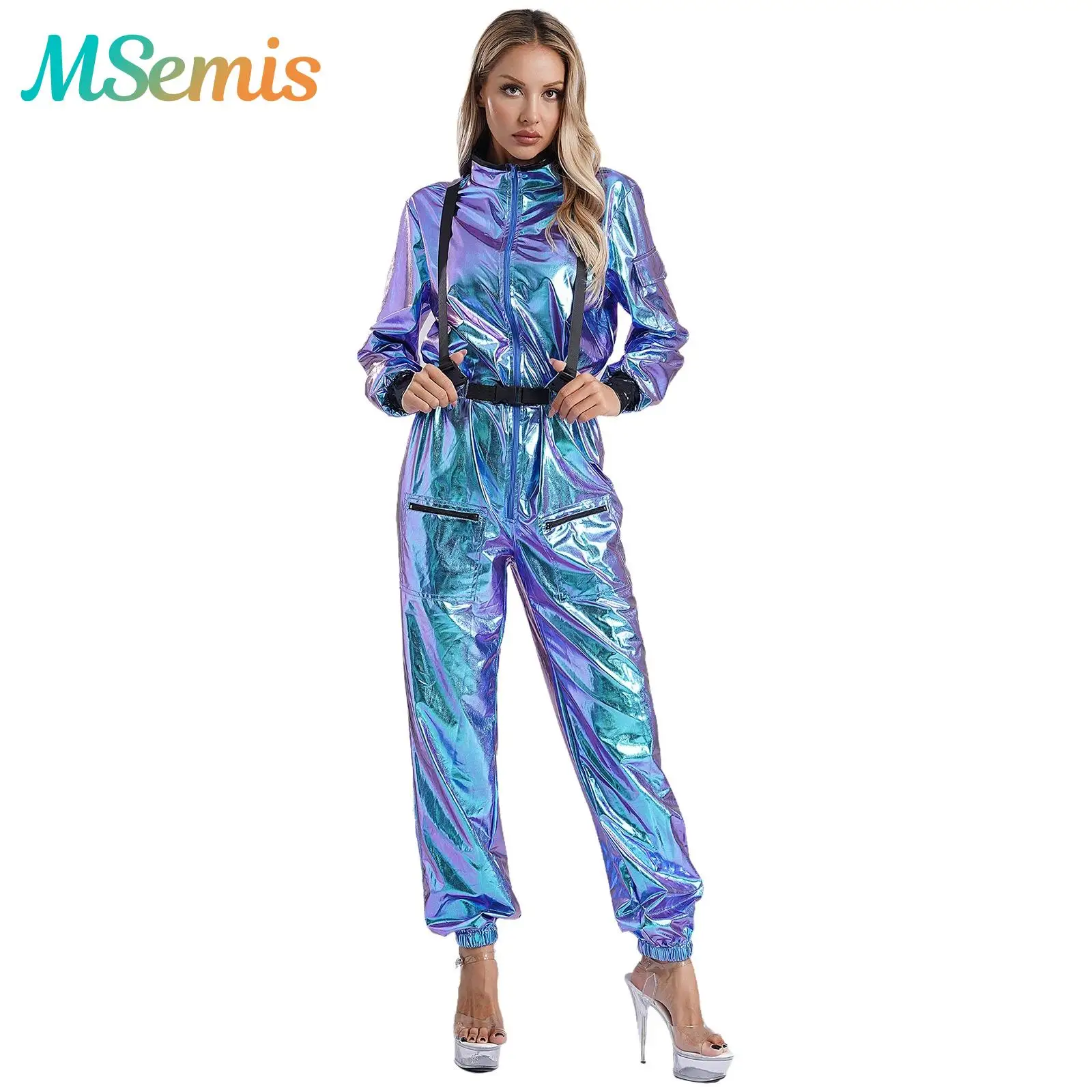 Womens Astronaut Alien Outer Space Cadet Cosplay Costume Metallic Shiny Long Sleeve Robot Overall Jumpsuits Zipper Bodysuit
Womens Astronaut Alien Outer Space Cadet Cosplay Costume Metallic Shiny Long Sleeve Robot Overall Jumpsuits Zipper Bodysuit