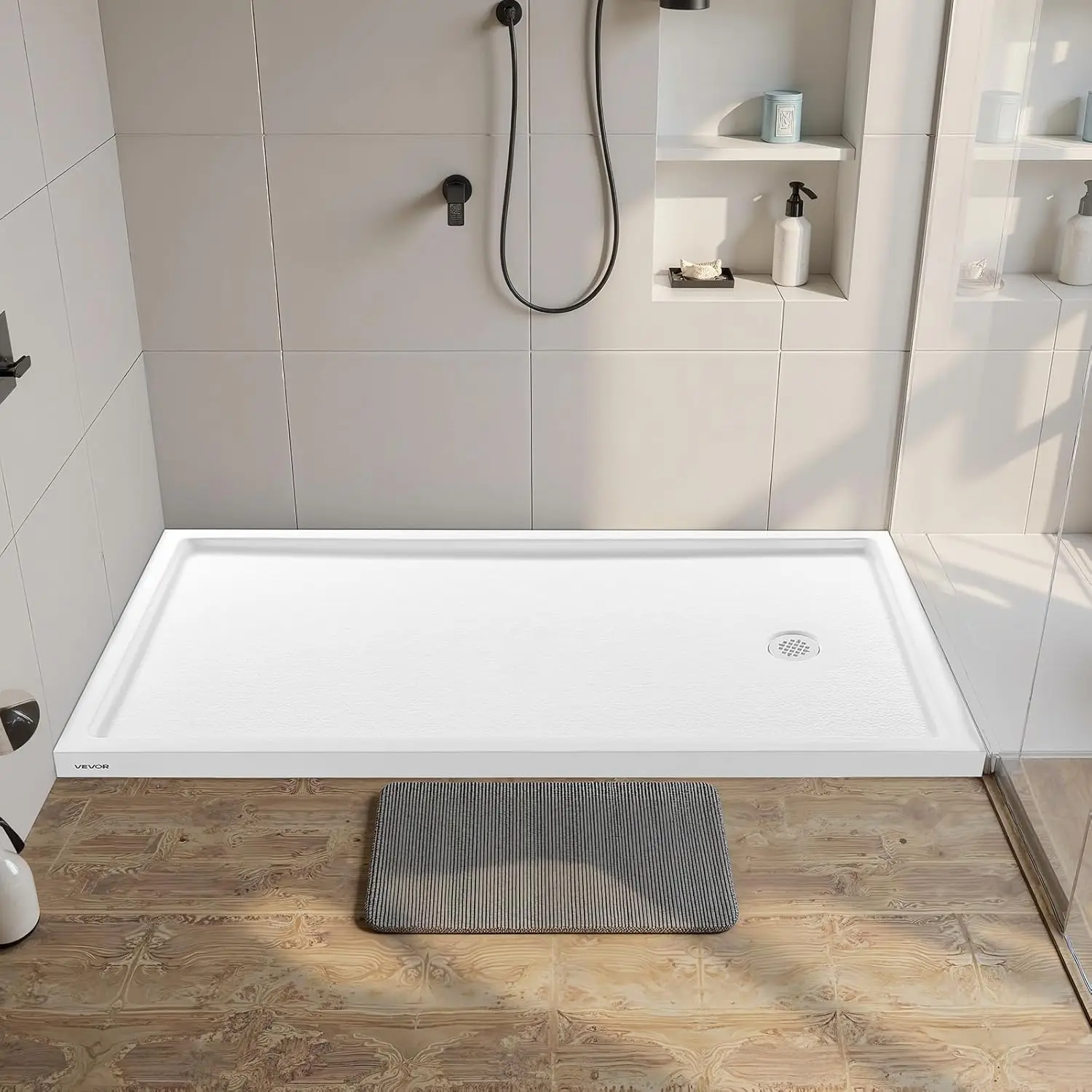 Shower Pan, 60" L x 36" W Single Threshold Shower Base, Rectangle Acrylic & PVC Showering Base in White, Slip-Resistant
Shower Pan, 60" L x 36" W Single Threshold Shower Base, Rectangle Acrylic & PVC Showering Base in White, Slip-Resistant