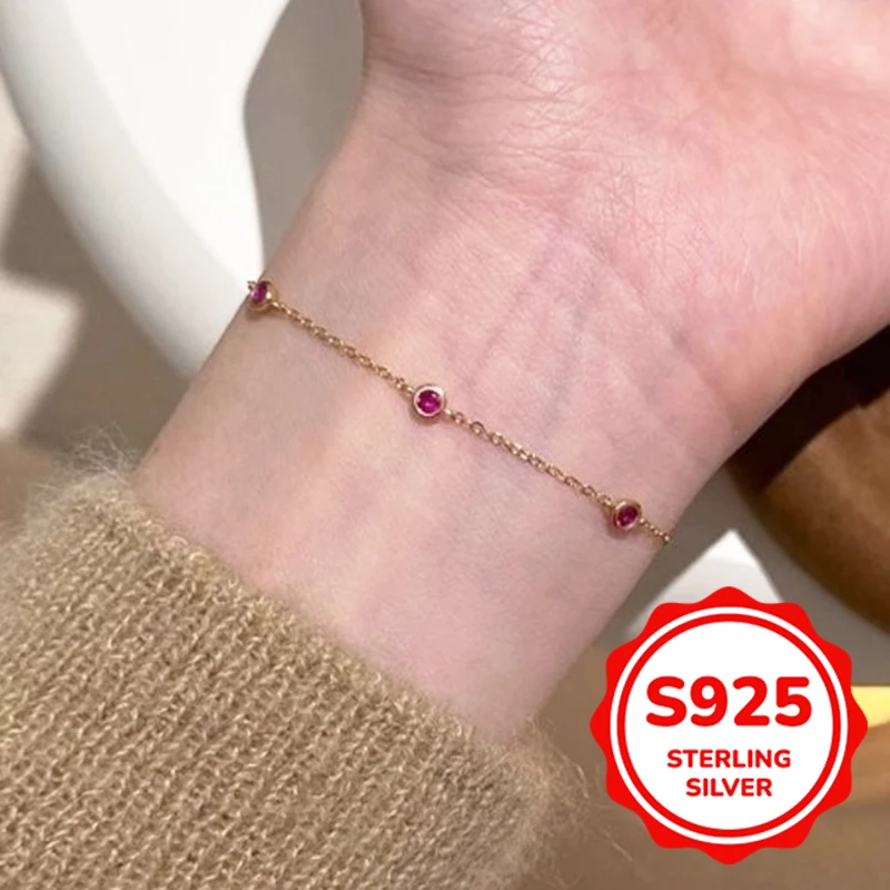 S925 authentic sterling silver round red zircon bracelet for women fashion elegant retro exquisite simple daily classic sweet
S925 authentic sterling silver round red zircon bracelet for women fashion elegant retro exquisite simple daily classic sweet