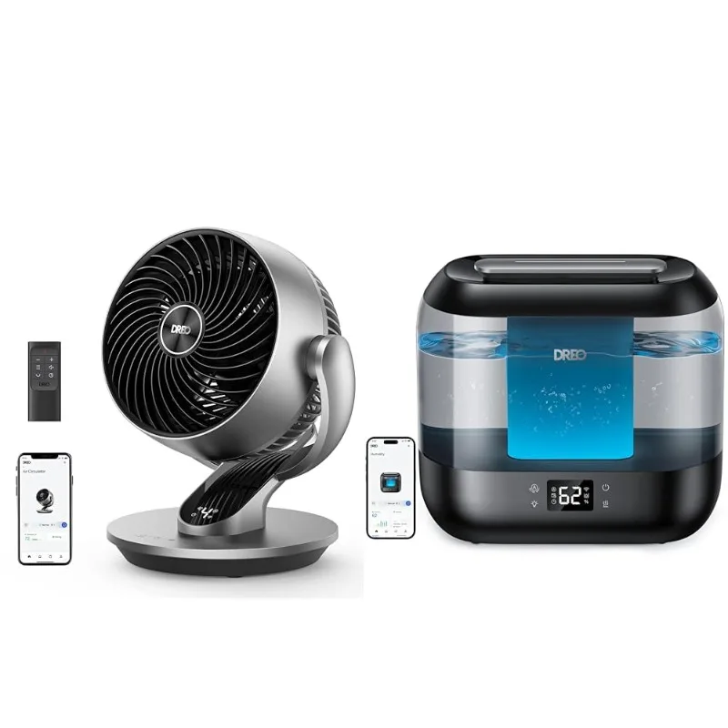Smart Table Fans for Bedroom, 120°+90° Oscillating Fans with Remote/Voice/Wifi/Alexa Control & 4L Smart Humidifiers
Smart Table Fans for Bedroom, 120°+90° Oscillating Fans with Remote/Voice/Wifi/Alexa Control & 4L Smart Humidifiers