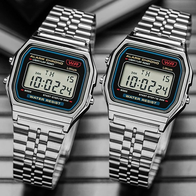 Fashion F91W Band Watch Waterproof Retro Digital Stainless Steel Sports Military Watches Men Women Electronic Wrist Watch Clock
Fashion F91W Band Watch Waterproof Retro Digital Stainless Steel Sports Military Watches Men Women Electronic Wrist Watch Clock