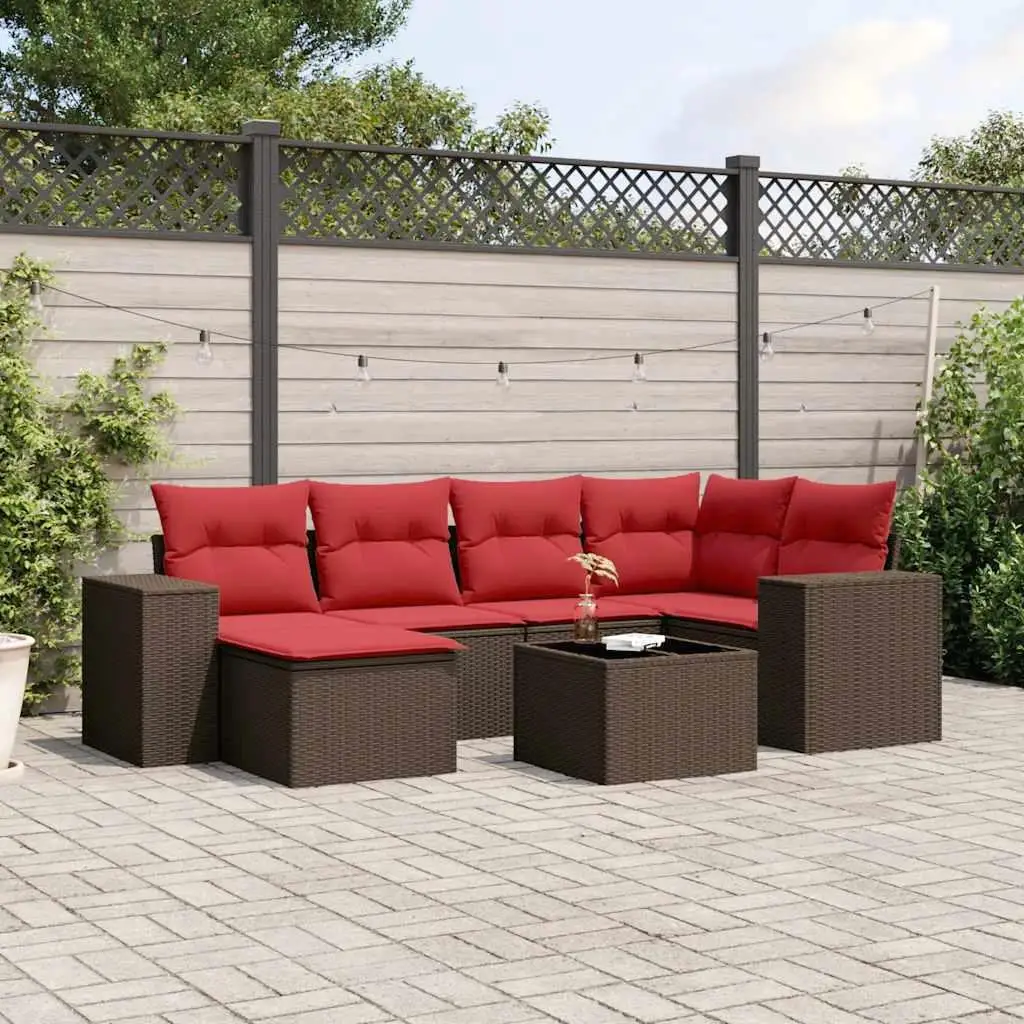 7 Piece Outdoor Sofa Set with Cushions Brown Rattan Garden Furniture Durable Patio Seating
7 Piece Outdoor Sofa Set with Cushions Brown Rattan Garden Furniture Durable Patio Seating