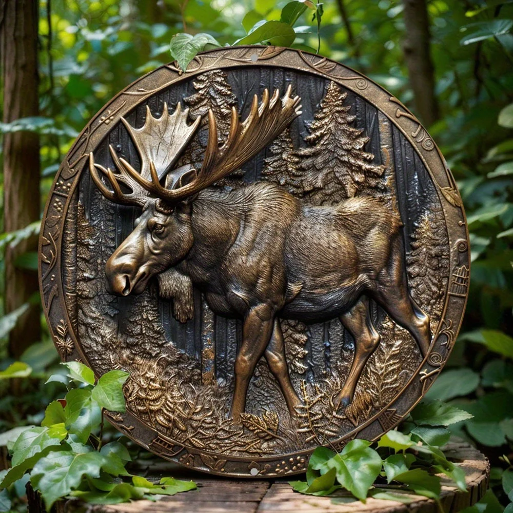 2D Flat Print, Rustic Moose Themed Wreath Sign, Round Aluminum Metal Decor Sign for Home, Cafe, Apartment, Wall Decoration
2D Flat Print, Rustic Moose Themed Wreath Sign, Round Aluminum Metal Decor Sign for Home, Cafe, Apartment, Wall Decoration