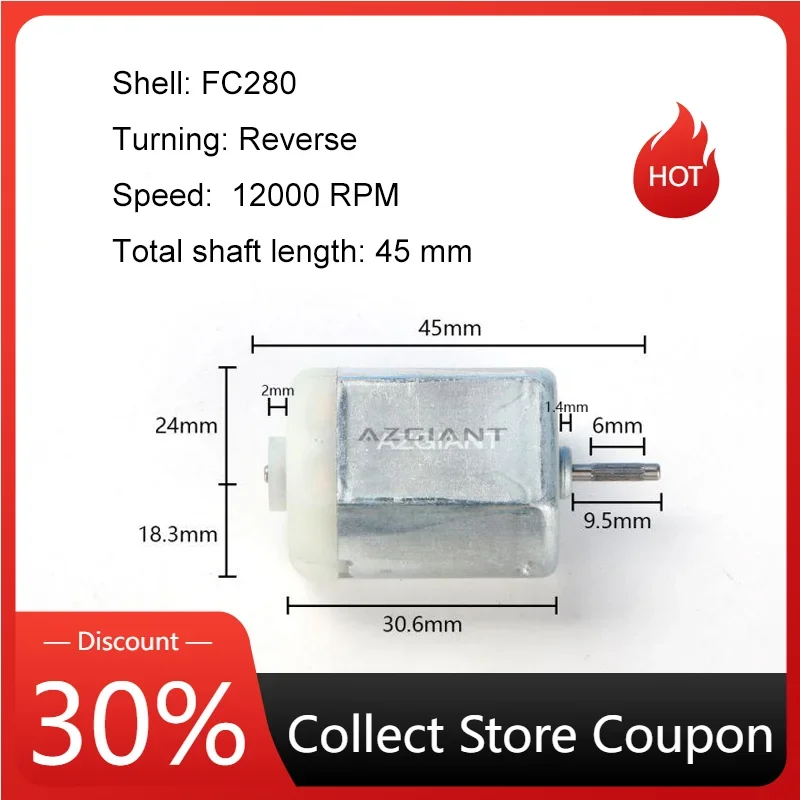 FC280 DC Motor 12000 RPM 45mm DIY Repair Engine For Car Replacement Power OEM Accesseries Reverse Rotation Toy High Quality
FC280 DC Motor 12000 RPM 45mm DIY Repair Engine For Car Replacement Power OEM Accesseries Reverse Rotation Toy High Quality