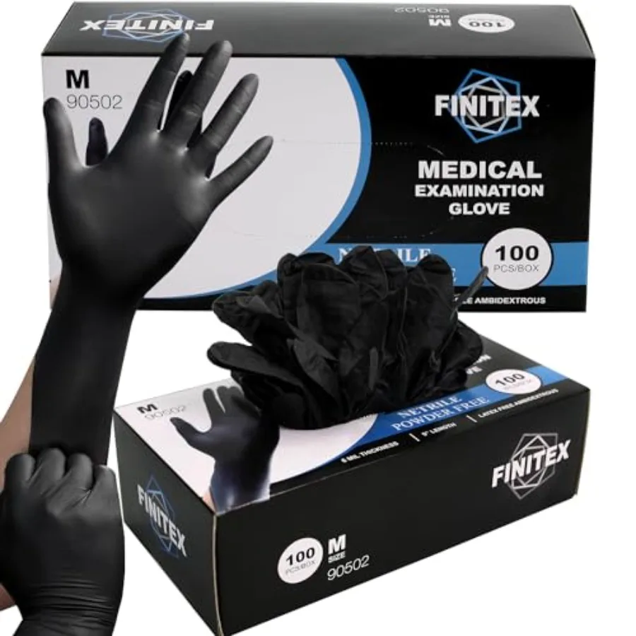 FINITEX Black Nitrile Disposable Medical Exam Gloves - 100/1000 PCS 6.3mil Powder-Free Latex-Free Food Gloves
FINITEX Black Nitrile Disposable Medical Exam Gloves - 100/1000 PCS 6.3mil Powder-Free Latex-Free Food Gloves
