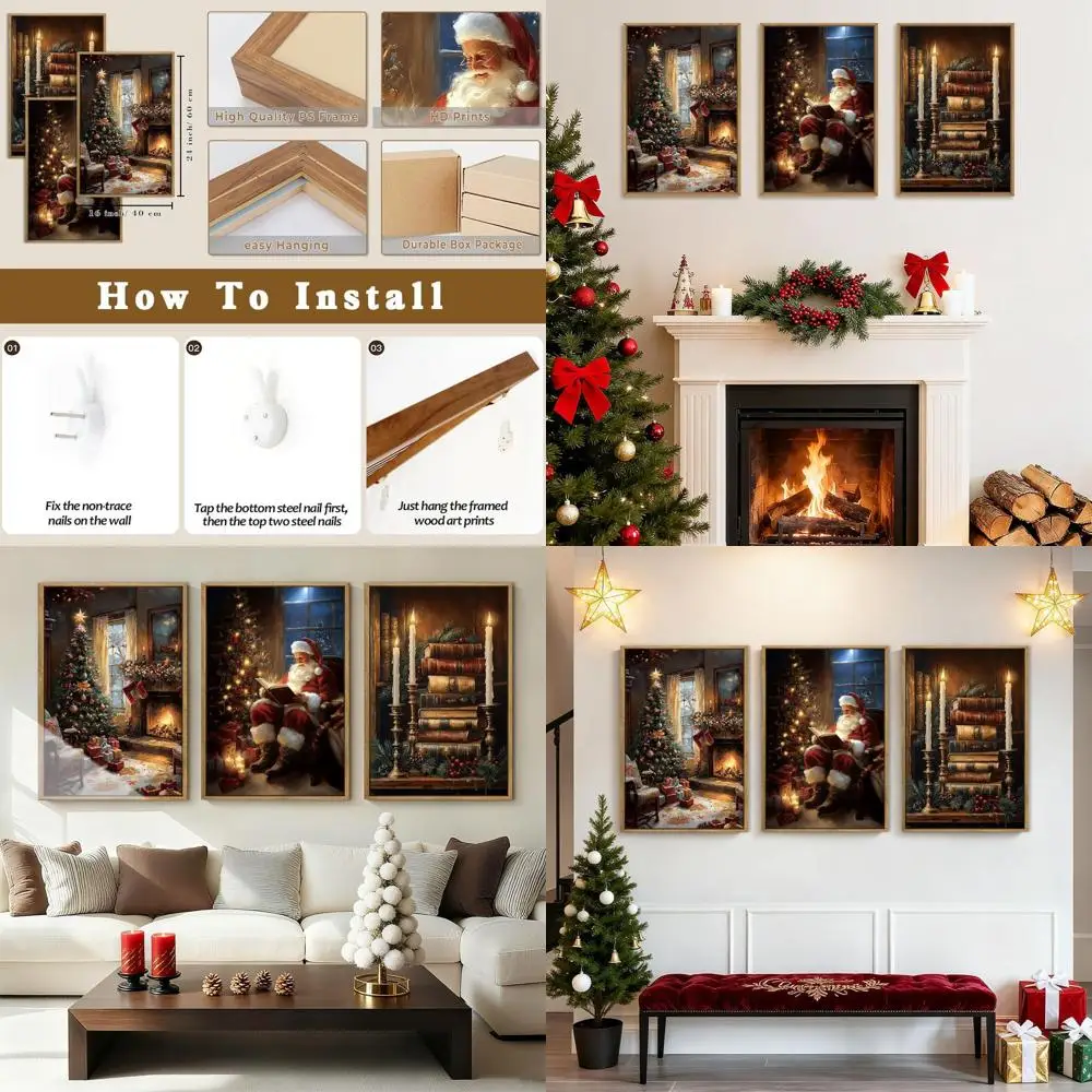 Набор из 3-х настенных рисунков Санта-Клауса в винтажном стиле размером 16x24 для рождественского сезона, подходит для гостиных и спален
Набор из 3-х настенных рисунков Санта-Клауса в винтажном стиле размером 16x24 для рождественского сезона, подходит для гостиных и спален