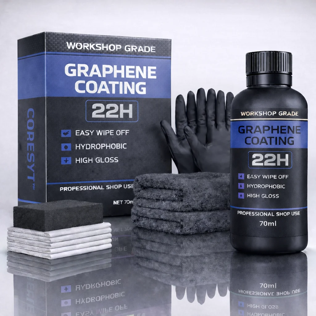 Graphene ceramic Coating 22H – Easy Wipe Off, Hydrophobic & High Gloss (70ml)
Graphene ceramic Coating 22H – Easy Wipe Off, Hydrophobic & High Gloss (70ml)