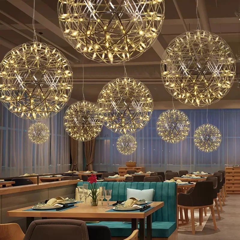 Modern Brief Loft Spark Ball LED Lights Chandelier Fixture Firework Ball Stainless Steel Pendant Lamp Home Deco Lighting 110-240
Modern Brief Loft Spark Ball LED Lights Chandelier Fixture Firework Ball Stainless Steel Pendant Lamp Home Deco Lighting 110-240
